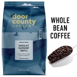 Door County Coffee Chocolate Raspberry Truffle Flavored Coffee Whole Bean - 5lb Bag - Medium Roast - 100% Specialty Arabica - Gourme - Dark Chocolate Covered Raspberry Flavored