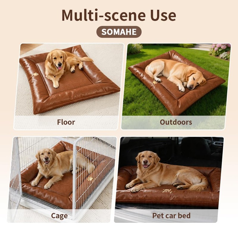 SOMAHE Waterproof Leather Dog Bed Mat, 35.4 x 27.6 Inches,