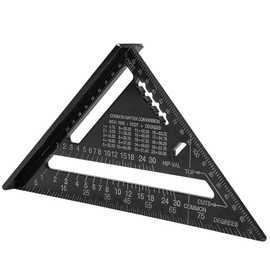 Rafter, 7 Inch Metric Aluminum Alloy Roofing Triangle Angle Protractor Layout Measuring Tool for Hobbyists, Home Builders (Metric)