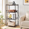 MAHANCRIS Bakers Rack with Power Outlet, Microwave Stand with Hooks,