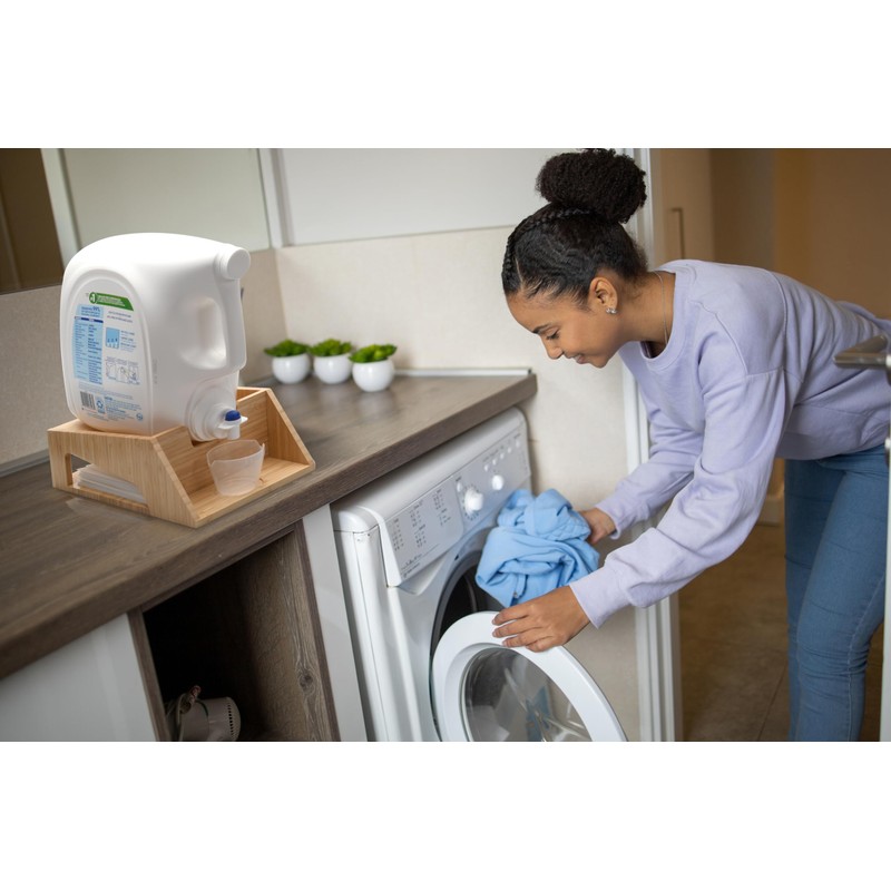 MobileVision Bamboo Laundry Detergent Holder with Drip Tray & Cup