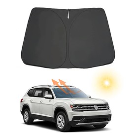 YOFAMO - Parasol para parabrisas de automóvil, ajuste personalizado para Volkswagen VW Atlas 2018-2023, plegable, protector de visera para sol, protector reflectante, bloqueo de rayos UV y calor solar