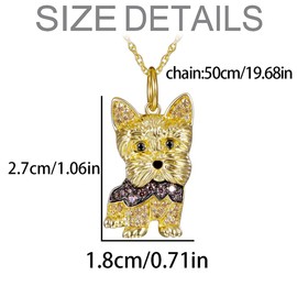 DUTACK Elegant Yorkshire Terrier Pendant Necklace for Women - Sterling Silver Yorkie Jewelry, Perfect Memorial Gift for Dog Lovers, Adjustable Pet-Themed Necklace