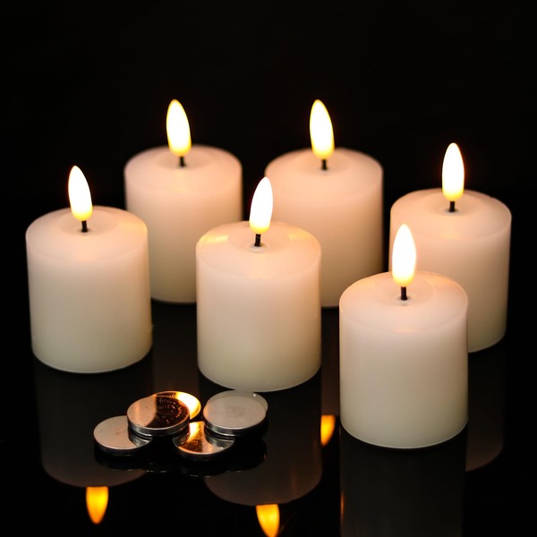 KunSwenn LED Votive Flickering Flameless Candles, Flameless Pillar Candlesticks with