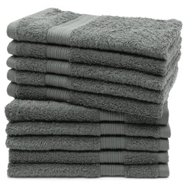 ZOLLNER Set of 10 Guest Towels 100% Cotton 500 g/m² Approx. 30 x 50 cm Grey