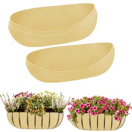 3PCS 24 Inch Planter Basket Liners Fabric Window Box Liners Felt Trough Planter Liner Replacement Beige Flower Basket Liner Non-Woven Hanging Plant Liner for Planters Garden Fence - Avoid Bird Nesting