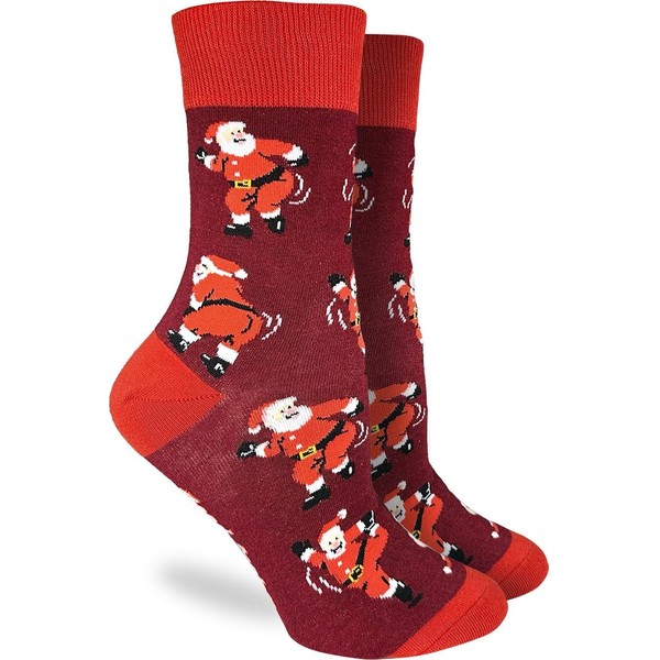 Good Luck Sock Women's Dancing Santa’s Socks, Adult, Shoe Size