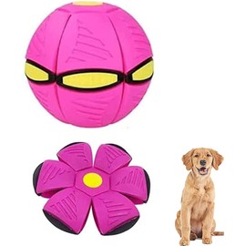 GORGOU Dog Flying Saucer Ball -Light OwowPet Pet Magic Ball Puppy Birthday Dog Toy Balls Interactive Herding Decompression Kids Toys (Pink)