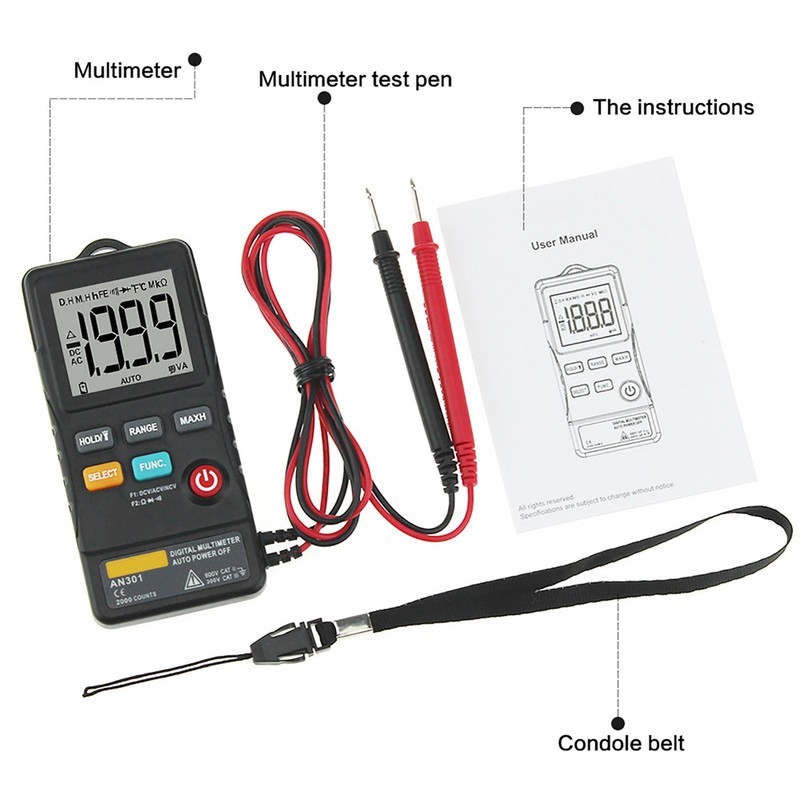 ANENG AN301 Digital Multimeter 1999 Counts Ture RMS AC /