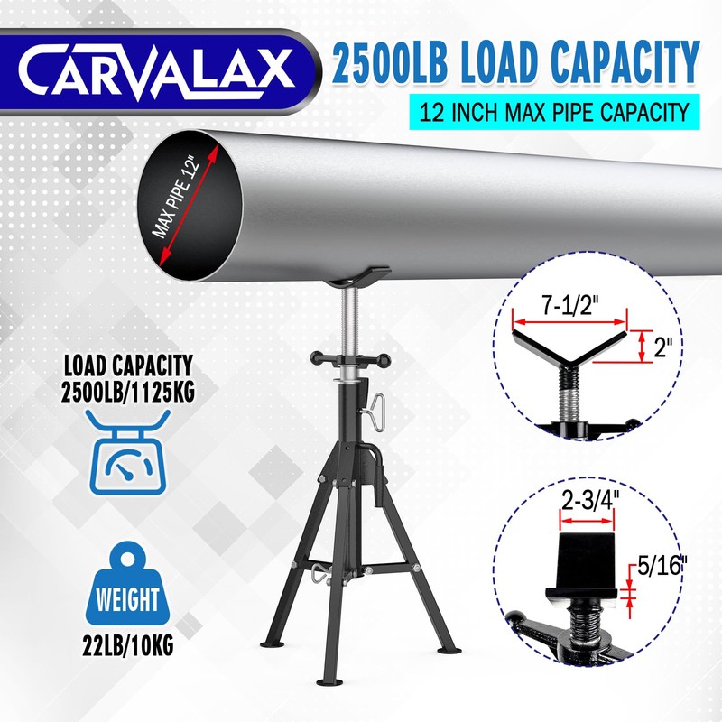 CARVALAX V-Head Pipe Jack Stands, 28"-52" Adjustable Pipe Stand Fits