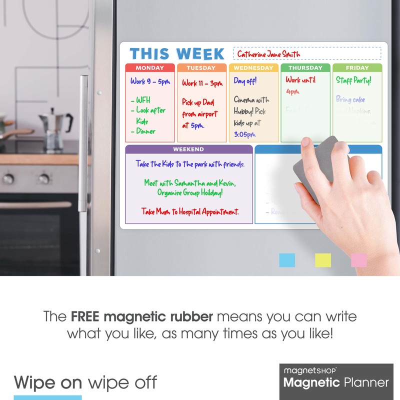 TMS Magnetic Monthly Calendar, Weekly Planner and Daily Organiser for