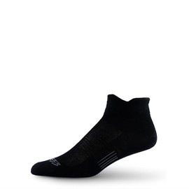 USA Made - Running No Show Socks - Merino Wool Micro Cushion - Moisture Wicking Running Sock - Black - Medium