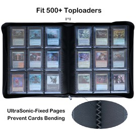 Alteagle Toploader Binder, Holds 504 Toploaders, 9-Pocket Top Loader Binders with Sleeves for TCG & Sports Cards in 3'' x 4'' Toploaders -Purple