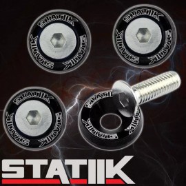 STATIIK 4 PC BLACK BILLET ALUMINUM FENDER/BUMPER WASHER/BOLT ENGINE BAY DRESS UP KIT