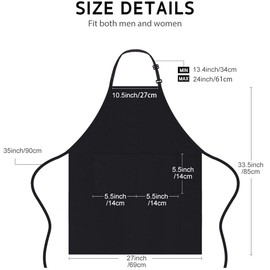 Apron,2 Pack H HOME-MART Adjustable Bib Chef Apron Cooking Apron Waterdrop Resistant with 2 Pockets Cooking Kitchen Aprons for Women Men Chef