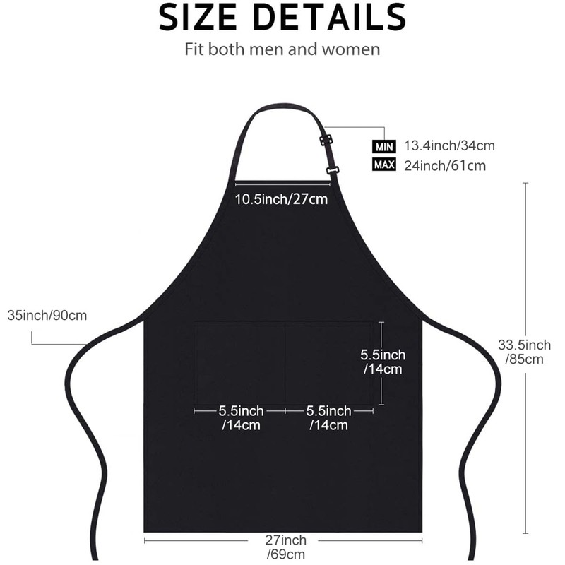 Apron,2 Pack H HOME-MART Adjustable Bib Chef Apron Cooking Apron