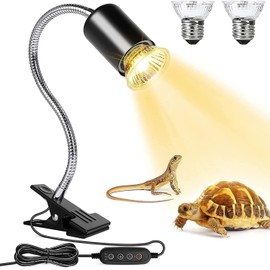 Lunriwis Tortoise Heat Lamp, Heat Lamp for Aquarium Repti with 2 UVA UVB Basking Spot Bulbs, 25 W, 50 W, with Clip E27 Heater Aquarium Animals - for Turtle, Lizard, Snake