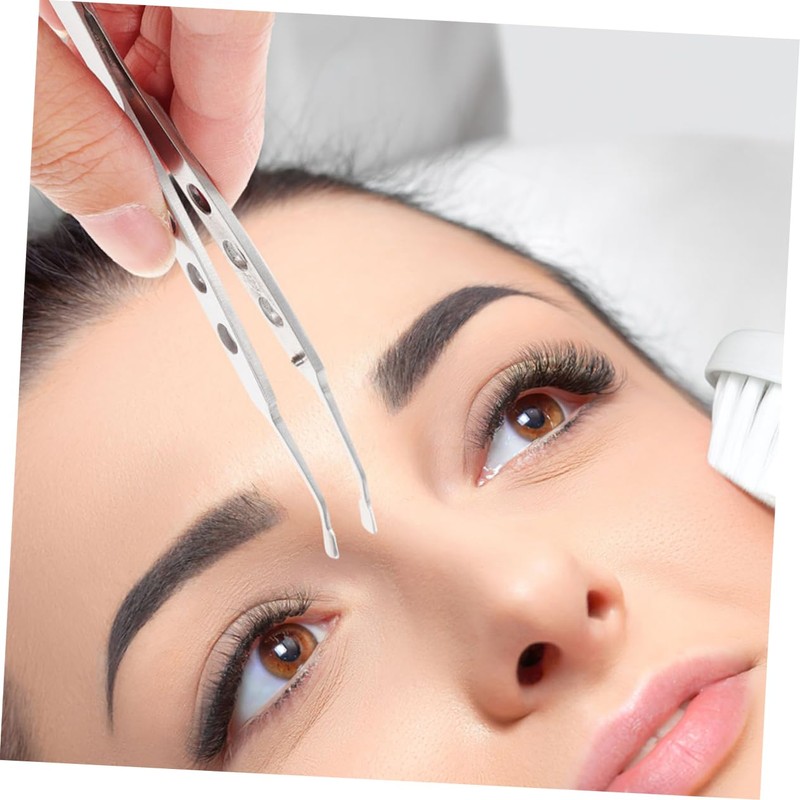 Ipetboom 2pcs Long Tweezers Tip Precision Forceps Professional Eyelid Clamp
