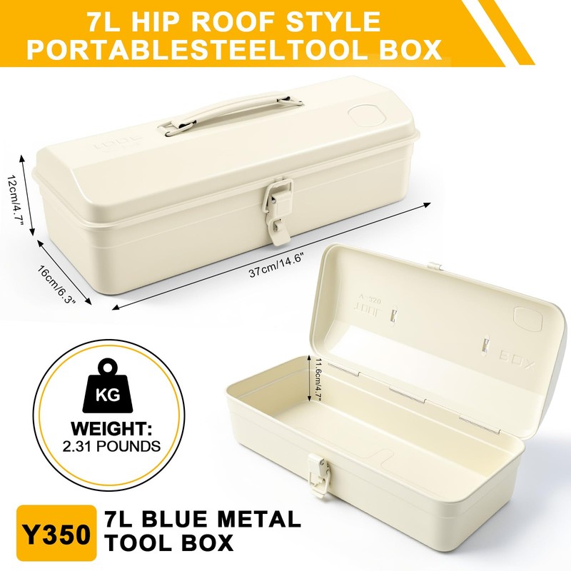 ZXTDBMBB milky white portable metal tool box Hip Roof Style