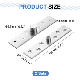 uxcell 2Pcs 360 Degree Rotating Pivot Hinges, 150 x 29mm Stainless Steel Centre Shaft Concealed Hidden Hinge for Home Kitchen Swinging Cabinet Doors, Silver