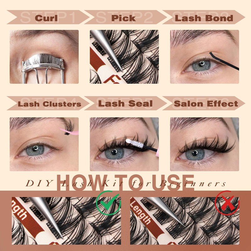 Focipeysa Wispy Lash Clusters Fairy Lashes 12-16mm Eyelashes Clusters Natural