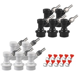 5 pair Ball Lock Disconnect Set LUCKEG Brand Corny Keg Fittings Keg Parts MFL Thread Swivel Nuts with Stainless Steel 5/16'' Gas and 1/4'' Liquid Barbs for Keg Posts Coupler Homebrew with Worm Clamps
