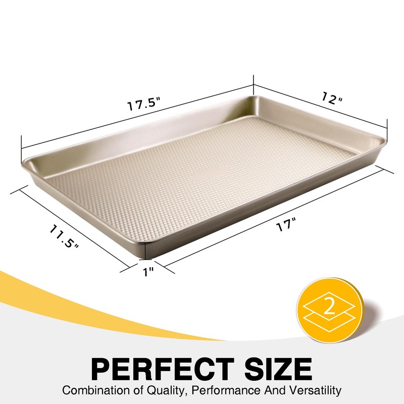 HONGBAKE 2 Pack Half Sheet Baking Pans,Non Stick Baking Sheet