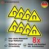 Pack of 8 Warning Stickers 6 x 5 cm Magnet