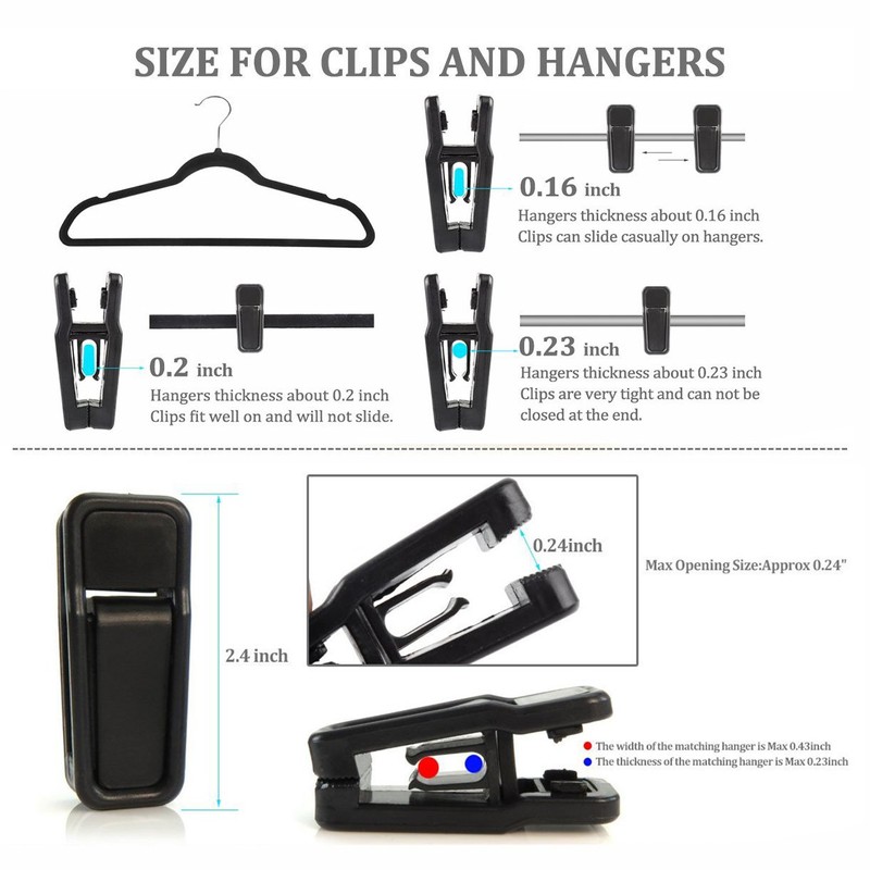 OFKPO 40 Pack Plastic Hanger Clips Clothes Pins Non-Slip Pants