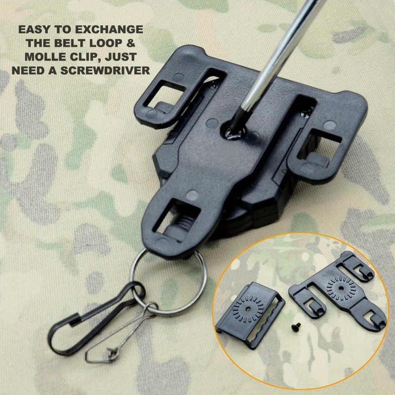 Military Tactical Gear Retractor, Molle Tactical Gear Tether, and a