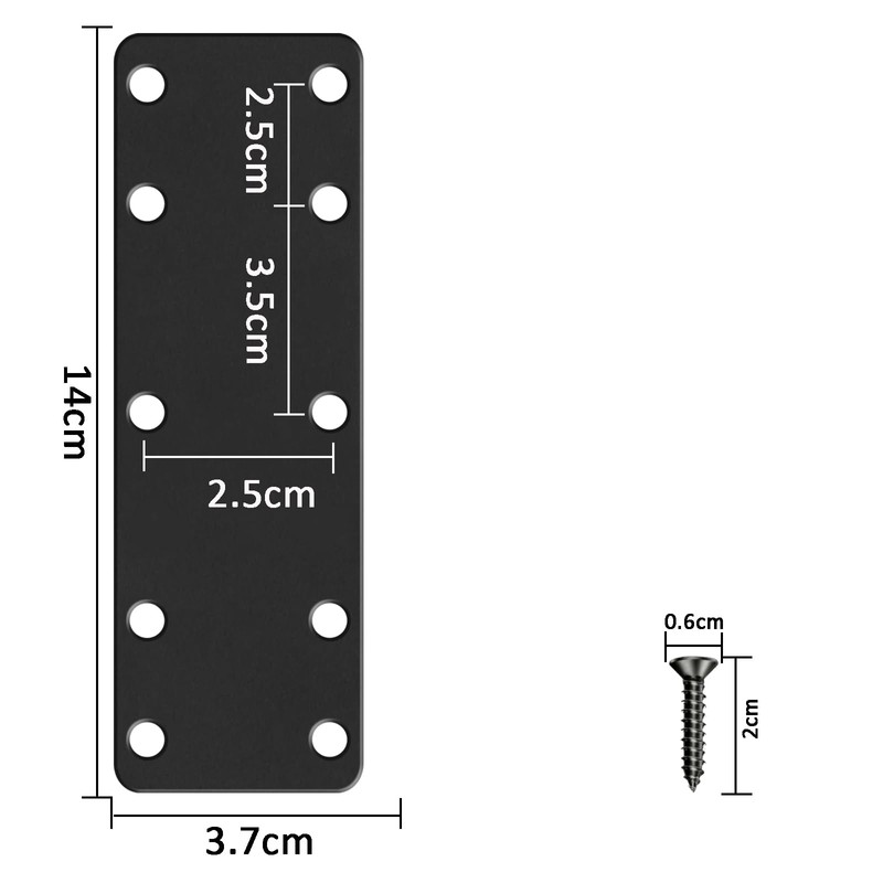 38*140mm Flat Brackets for Wood, 3Pcs Mending Plates, Joining Plates