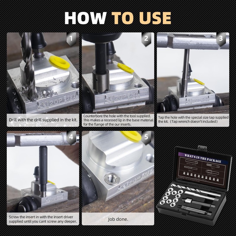 SENNMONN M8x1.25 Thread Repair Kit with 11.7mm Insert HSS Drill,