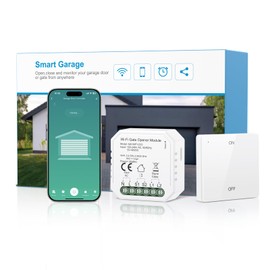 Maxcio Smart WLAN Garage Door Opener, Compatible with Alexa/Google Home, App Control, Voice Control, Suitable for DC and AC, Complete Accessories, No Hub Required, with Remote Control