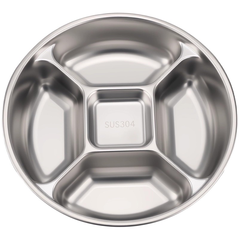 NIMBLOOM 304 Stainless Steel Divided Plate, 8.9 in Five-Compartment Serving