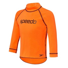 Speedo Boy's Logo Long Sleeve Rash Top, Fluro Orange, 4 Years