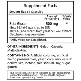 ML Naturals Extra Strength Beta Glucans 500 mg 240 Capsules. Beta-1,3 - Glucan, Healthy Immune Support, NSF-Certified & cGMP-Compliant