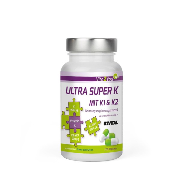 Ultra Super K – 2700ΜG Vitamin K – 120 Capsules – vitamin K2 – High Dose K1 – Premium Quality – Made in Germany