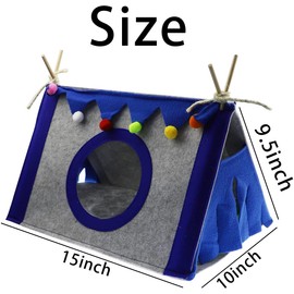 Hamster Teepee Tent Tunnel Guinea Pig Hideout, Small Animal Felt Tent House Forest Corner Small Animal Bed Cave for Guinea Pig Rabbit Chinchilla Syrian Hedgehog Playing and Sleeping (Blue)