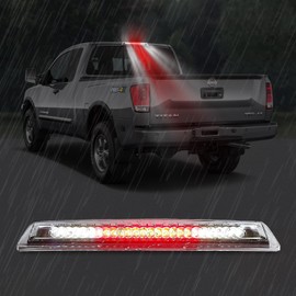 High Mount 3rd Stop Light Compatible with 2004-2015 Nissan Titan, 2005-2016 Nissan Frontier Third Center Cargo Reverse Rear LED Brake Light Bar Taillight (Black Smoke)