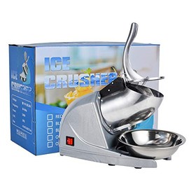 Electric Ice Crushers Machine Ice Snow Cone Maker Â Professional Double Blades Stainless SteelÂ IceÂ Shaver Machine for Home Commercial Use (Silver)