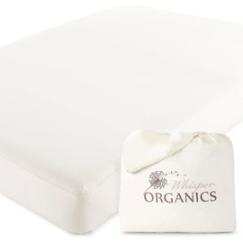 Whisper Organics, 100% Waterproof Mattress Protector - Pique Weave, Soft - Twin XL Mattresses Cover - GOTS Certified Organic - White, 17" Deep Pocket