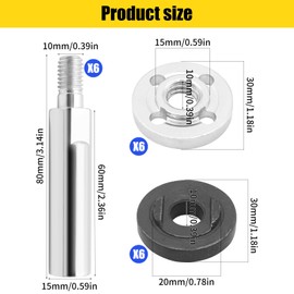 WYYFXY® Pack of 6 Angle Grinder Extension Thread, M10 Flex Extension Connecting Rod, Rotary Extension Shaft for Car Polisher, Angle Grinder Accessories