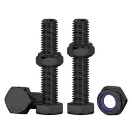 Drenky M6 Hex Screw and Nuts Set, 10 Pieces Stainless Steel A2 V2A Screws Set Black M6 x 40 mm Screws Assortment with Self-Locking Nuts Set for Furniture, Cars, Ships, 3D Printing