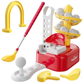 EagleStone Kids Golf Toy Set with Automatic Ball Dispenser, Upgraded Toddler Golf Club Set with Left&Right Club Heads, Indoor Outdoor Sports Toys for Boys Girls Age 3 4 5 6 7, Yard Play&Birthday Gifts