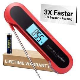 Professional 3X Faster 0.5sec Instant Read Meat Thermometer Digital, High Accuracy ±0.5°F, IP67 Waterproof, Auto Wake/Sleep & Rotate Display, NSF & NIST Certified, Backlight Fry Oil Candy Thermometer
