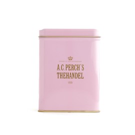 A.C. PERCH'S Tea caddy for loose tea, 250 g, pink, classic square tea box, elegant and practical storage for loose tea and tea bags