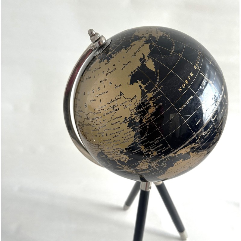 Decorative World Globe on Tripod Stand – 17" Black and