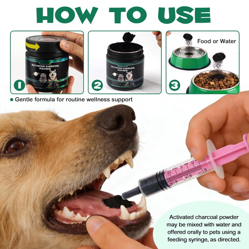 Activated Charcoal for Dogs & Cats – 120g Powder for