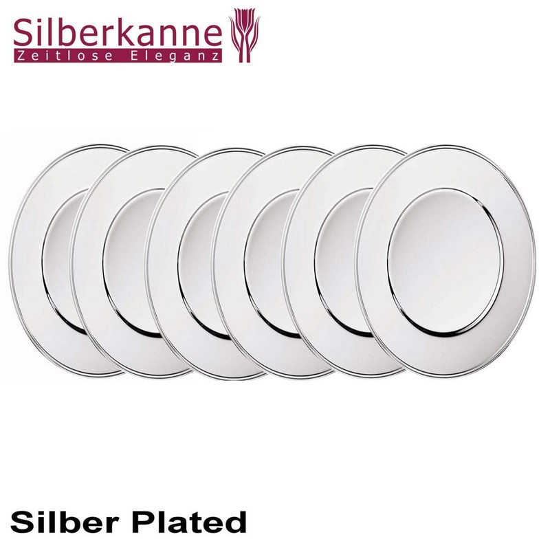 SILBERKANNE Placemat 33 cm Thread Pattern Premium Silver Plated Elegant