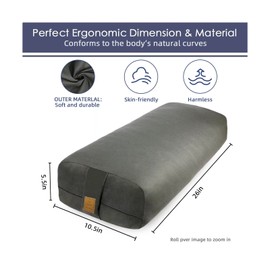 FelizMax Yoga Bolster Pillow 26x10.5x5.5in Rectangular Yoga Pillow Supportive Meditati...